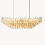 Lustre Rectangulaire à Plusieurs Niveaux en Verre Transparent Venezia 137cm