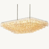 Lustre Rectangulaire à Plusieurs Niveaux en Verre Transparent Venezia 137cm