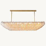 Lustre Rectangulaire à Plusieurs Niveaux en Verre Transparent Venezia 188cm