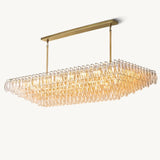Lustre Rectangulaire à Plusieurs Niveaux en Verre Transparent Venezia 188cm