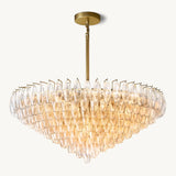 Lustre à Plusieurs Niveaux en Verre Transparent Venezia 118cm