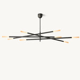 Lustre Mobile à Tige Gravé en Laiton Aubrac à 8 Lumières