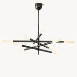 Lustre Mobile à Tige Gravé en Laiton Aubrac à 10 Lumières