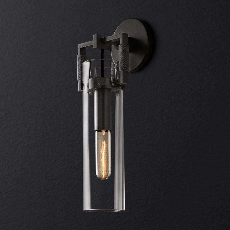 Machiinist Glass Cylinder Sconce 9"