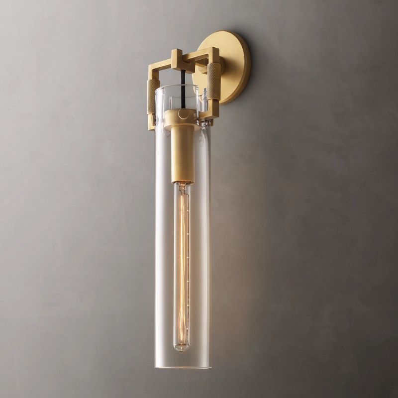 Machiinist Glass Cylinder Wall Sconce 16"