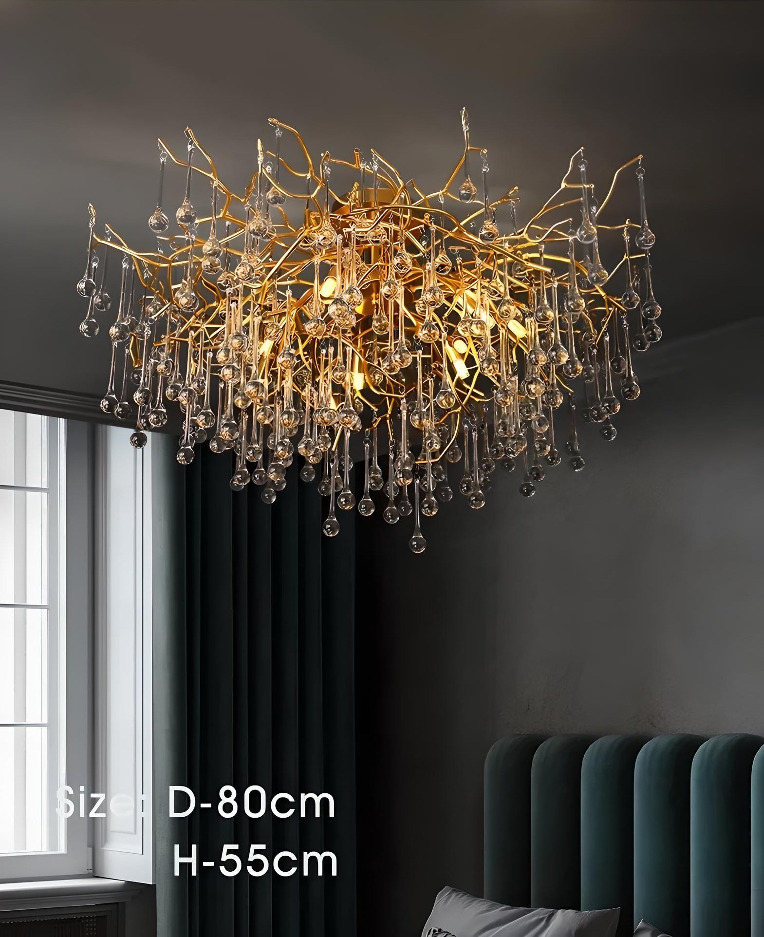 Plafonnier Cristal "Doré Nordique" LED