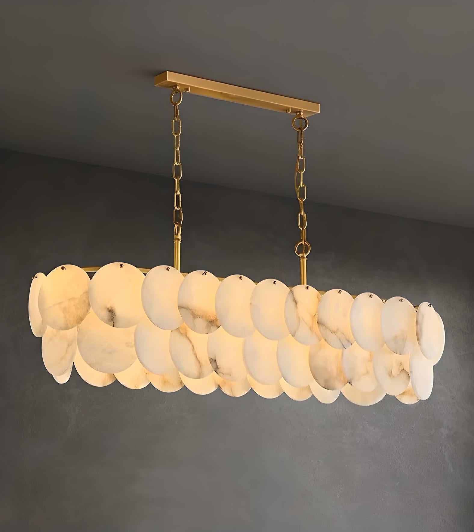 Lustre en Marbre Haut de Gamme "Aurum Marbre" Long