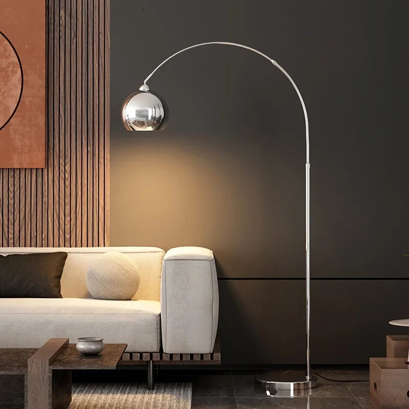 Lampadaire Design Italien en Arc Chromé