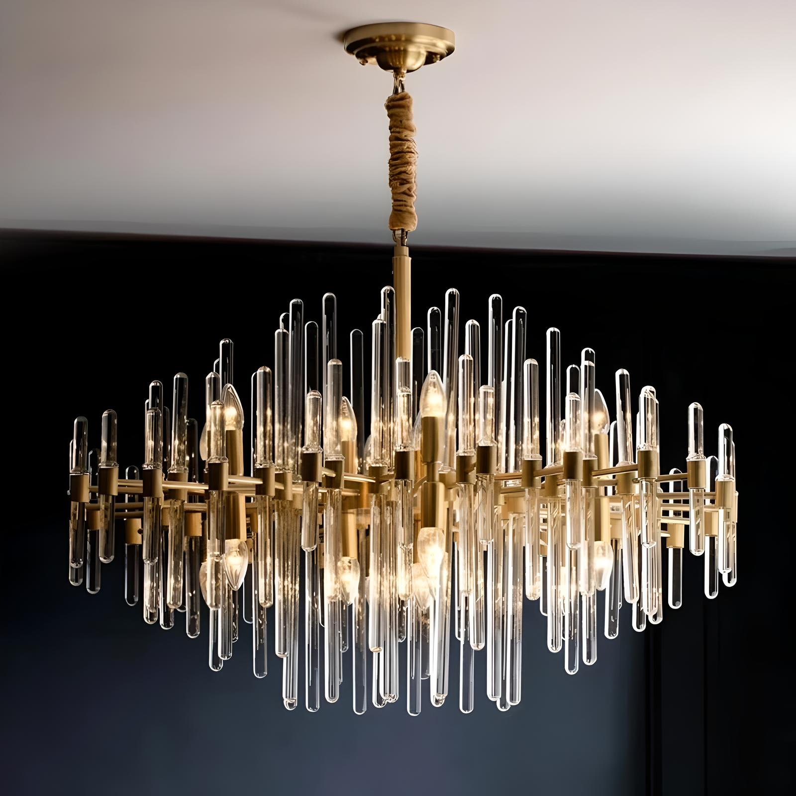 Lustre en Cristal Haut de Gamme "Laiton Poli"