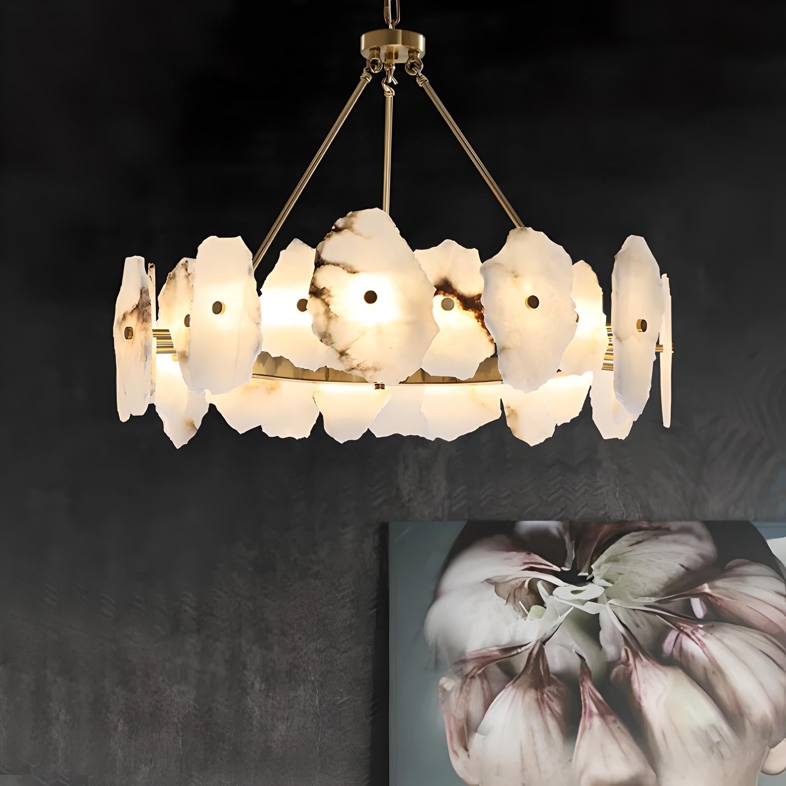 Lustre en Marbre Naturel Opale