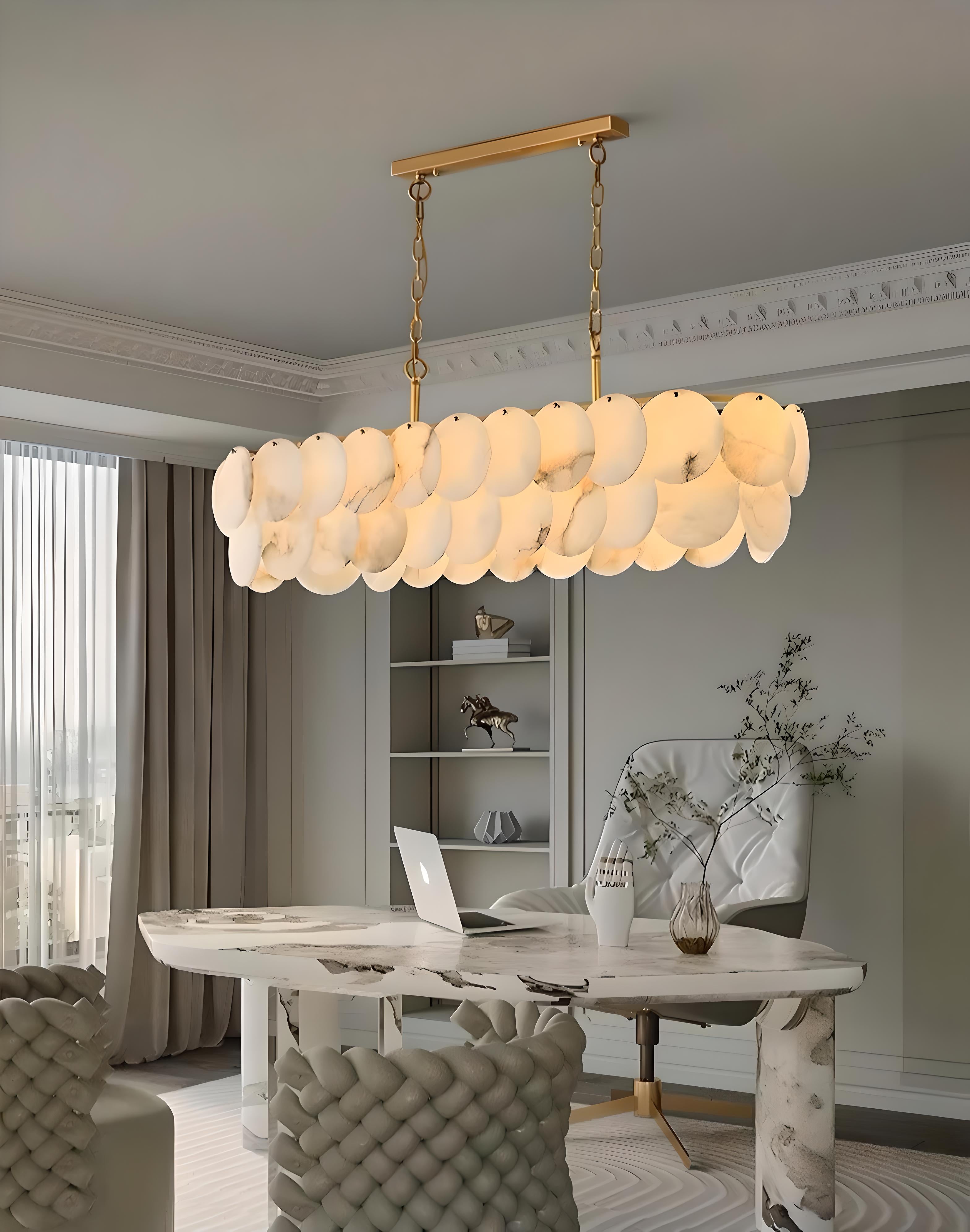 Lustre en Marbre Haut de Gamme "Aurum Marbre" Long