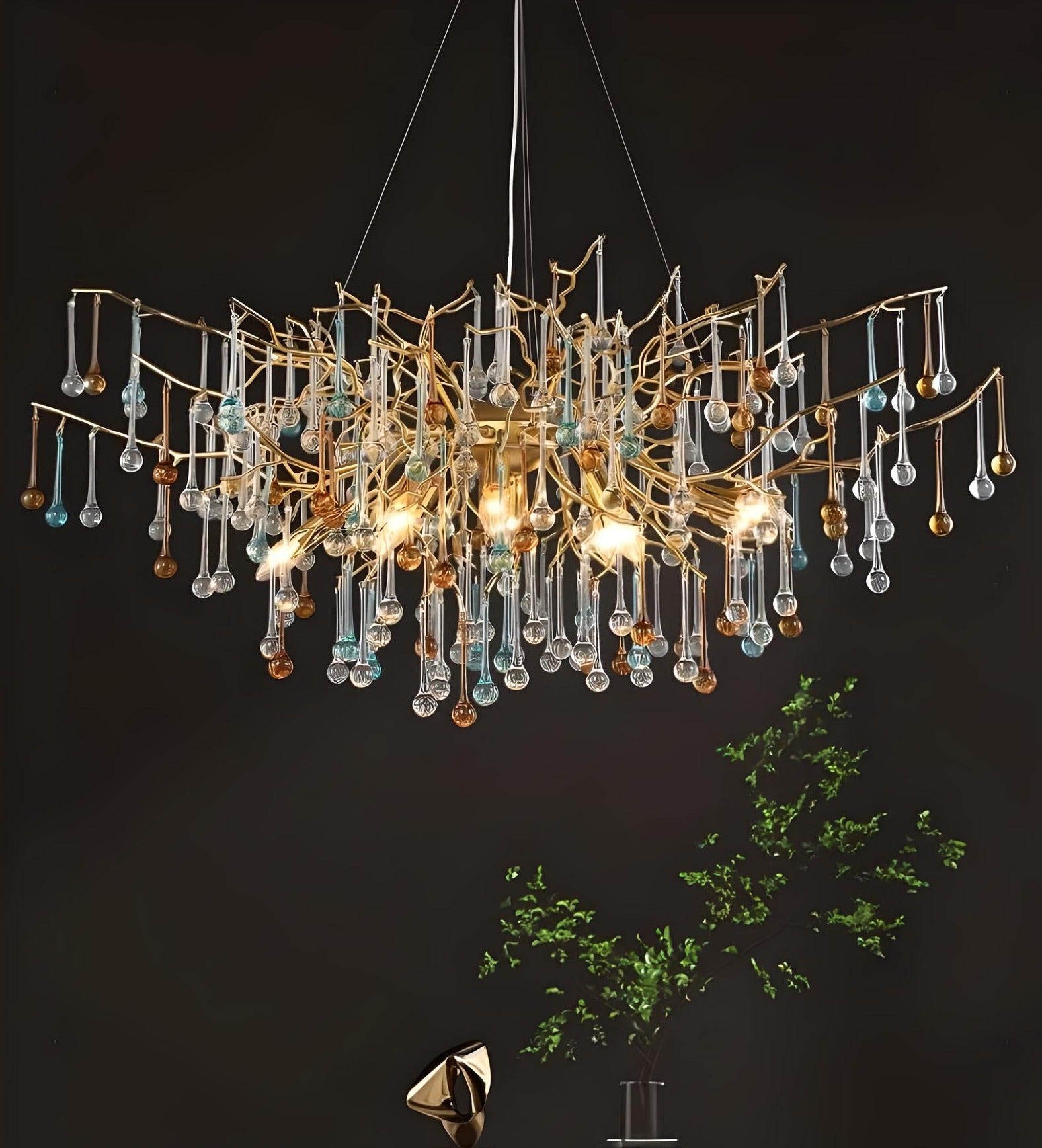 Lustre de Luxe en Brindille de Cristal