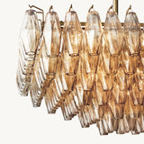 Lustre Rectangulaire à Plusieurs Niveaux en Verre Fumé Venezia 137cm