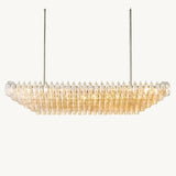 Lustre Rectangulaire à Plusieurs Niveaux en Verre Transparent Venezia 188cm