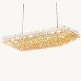 Lustre Rectangulaire à Plusieurs Niveaux en Verre Transparent Venezia 188cm