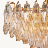 Lustre Rectangulaire à Plusieurs Niveaux en Verre Transparent Venezia 137cm
