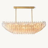 Lustre Rectangulaire à Plusieurs Niveaux en Verre Transparent Venezia 137cm