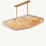 Lustre Rectangulaire à Plusieurs Niveaux en Verre Transparent Venezia 137cm