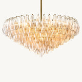 Lustre à Plusieurs Niveaux en Verre Transparent Venezia 93cm