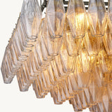 Lustre Rectangulaire à Plusieurs Niveaux en Verre Transparent Venezia 188cm