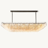 Lustre Rectangulaire à Plusieurs Niveaux en Verre Transparent Venezia 188cm