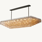 Lustre Rectangulaire à Plusieurs Niveaux en Verre Transparent Venezia 188cm