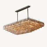 Lustre Rectangulaire à Plusieurs Niveaux en Verre Fumé Venezia 137cm