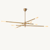 Lustre Mobile à Tige Gravé en Laiton Aubrac à 8 Lumières