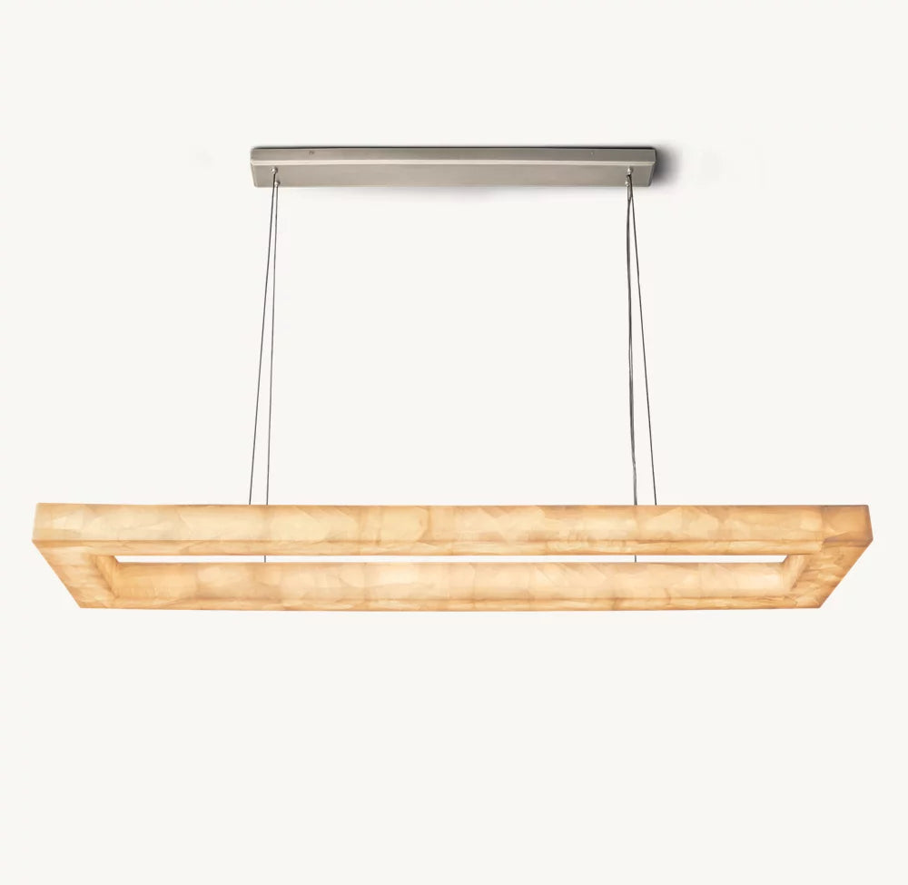 Lustre Rectangulaire en Calcite Haut de Gamme "Opalys"