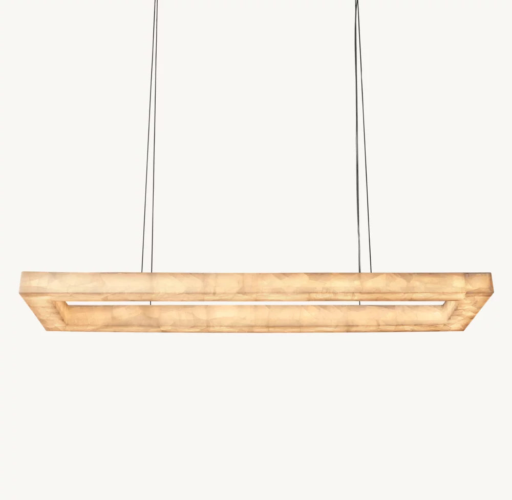 Lustre Rectangulaire en Calcite Haut de Gamme "Opalys"